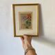 Peinture sur soie fleurs cadre doré