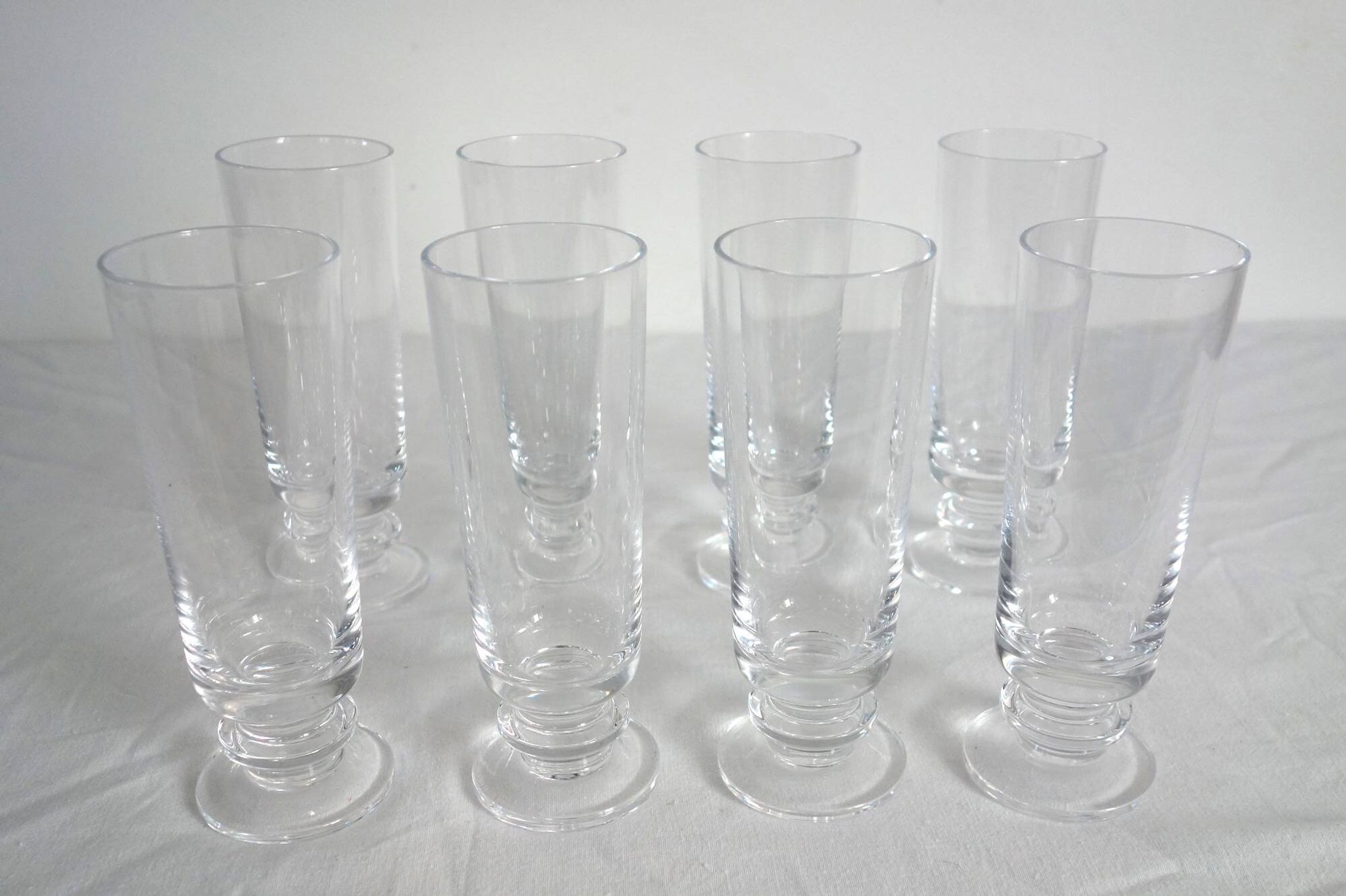 8 vintage Sèvres crystal champagne glasses, 1970s
