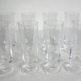 8 vintage Sèvres crystal champagne glasses, 1970s