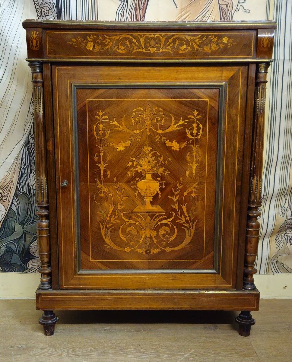 Support furniture inlaid with precious wood (Boulle style), Napoleon II period.