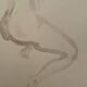 Signed painting monochrome watercolor sepia female portrait "the wait"