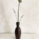 Ceramic vase painted brown (wood effect), elongated model