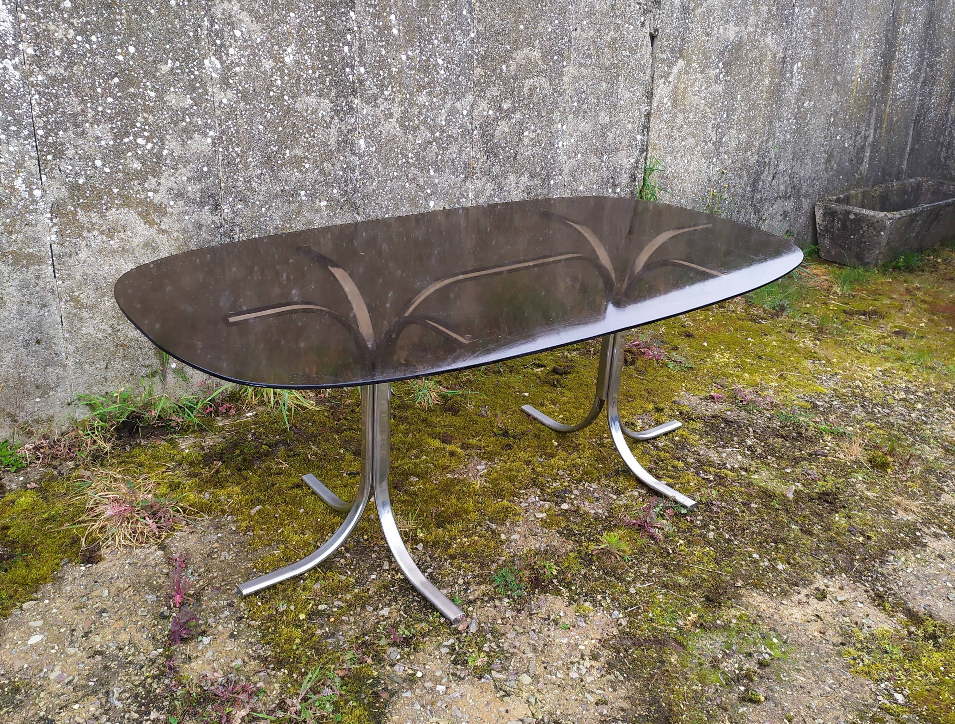 Table en verre années 70