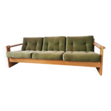 Scandinavian velvet and wood sofa
