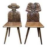 Pair of Alsatian walnut chairs from the 1930s