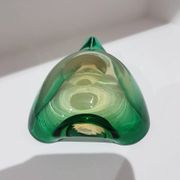 Ashtray, green-brown glass, designed by E. Beranek, Škrdlovice, Czechoslova