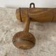 Antique turned wood wall coat rack with 2 hooks