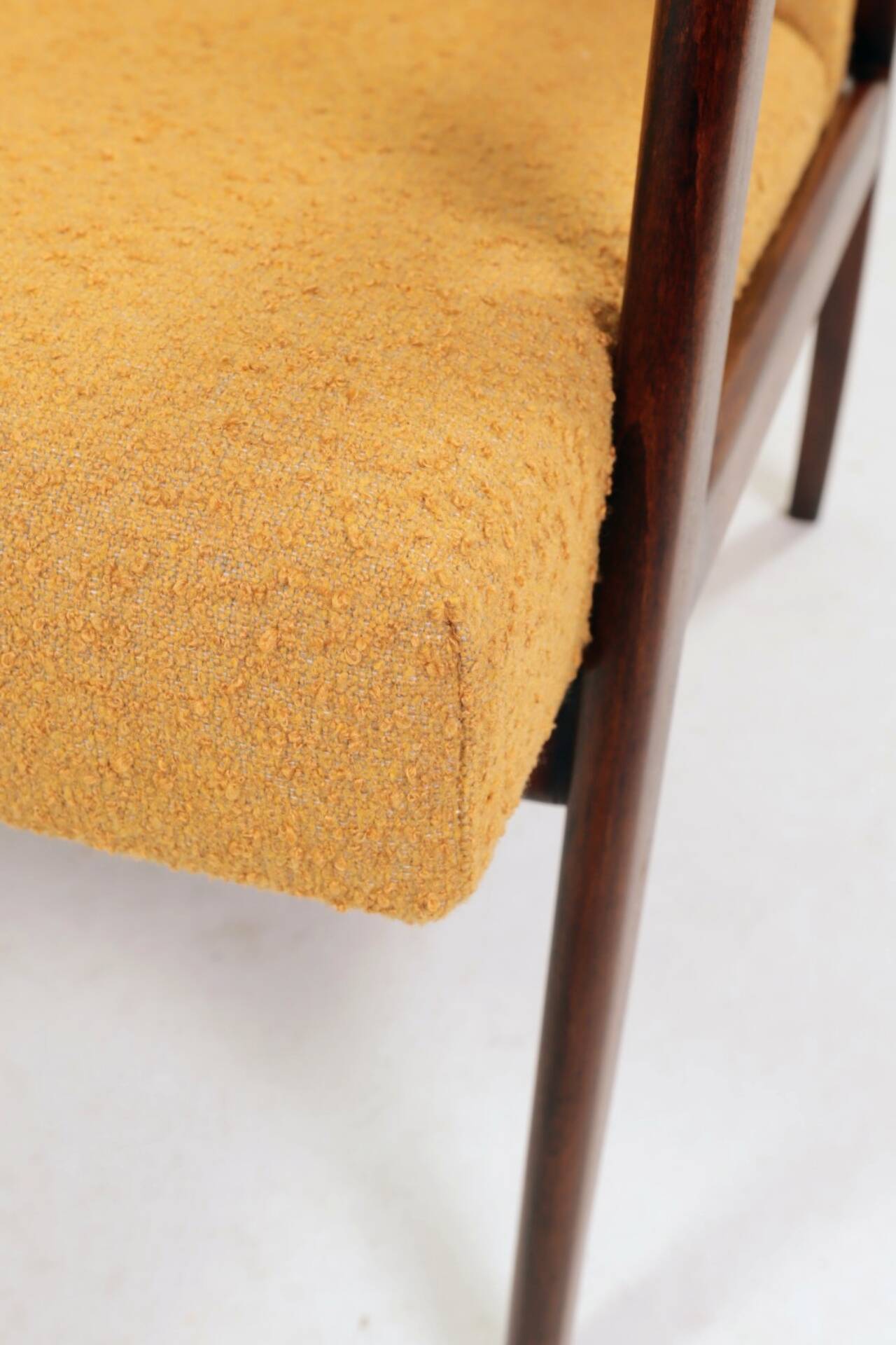 Pair Lounge Chairs Vintage Yellow Boucle,  Mid Century Design, 1960