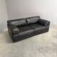 Vintage black leather sofa / daybed, 1970s