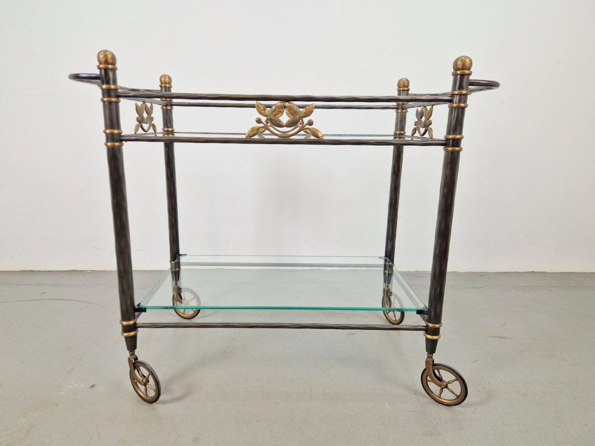 Regency Brass and Glass Serving Trolley, Italy, 1970s