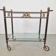 Regency Brass and Glass Serving Trolley, Italy, 1970s