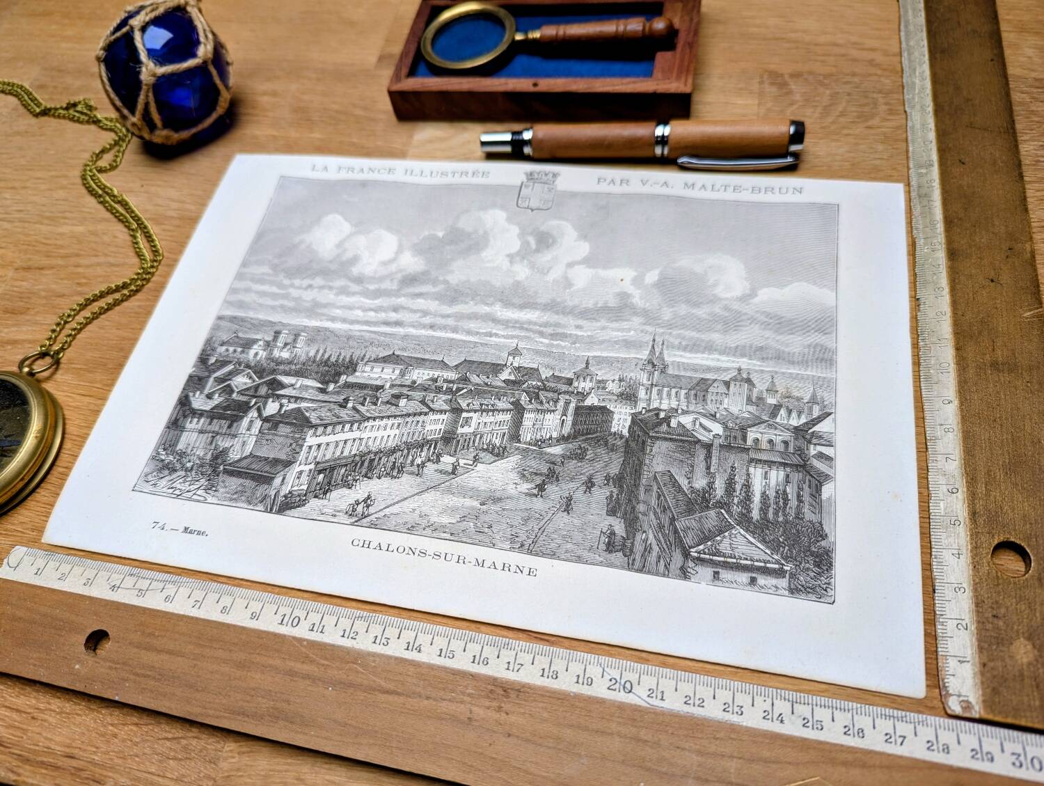 Châlons-en-Champagne, vintage engraving, printed in 1883.
