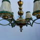 Art Deco brass and glass chandelier