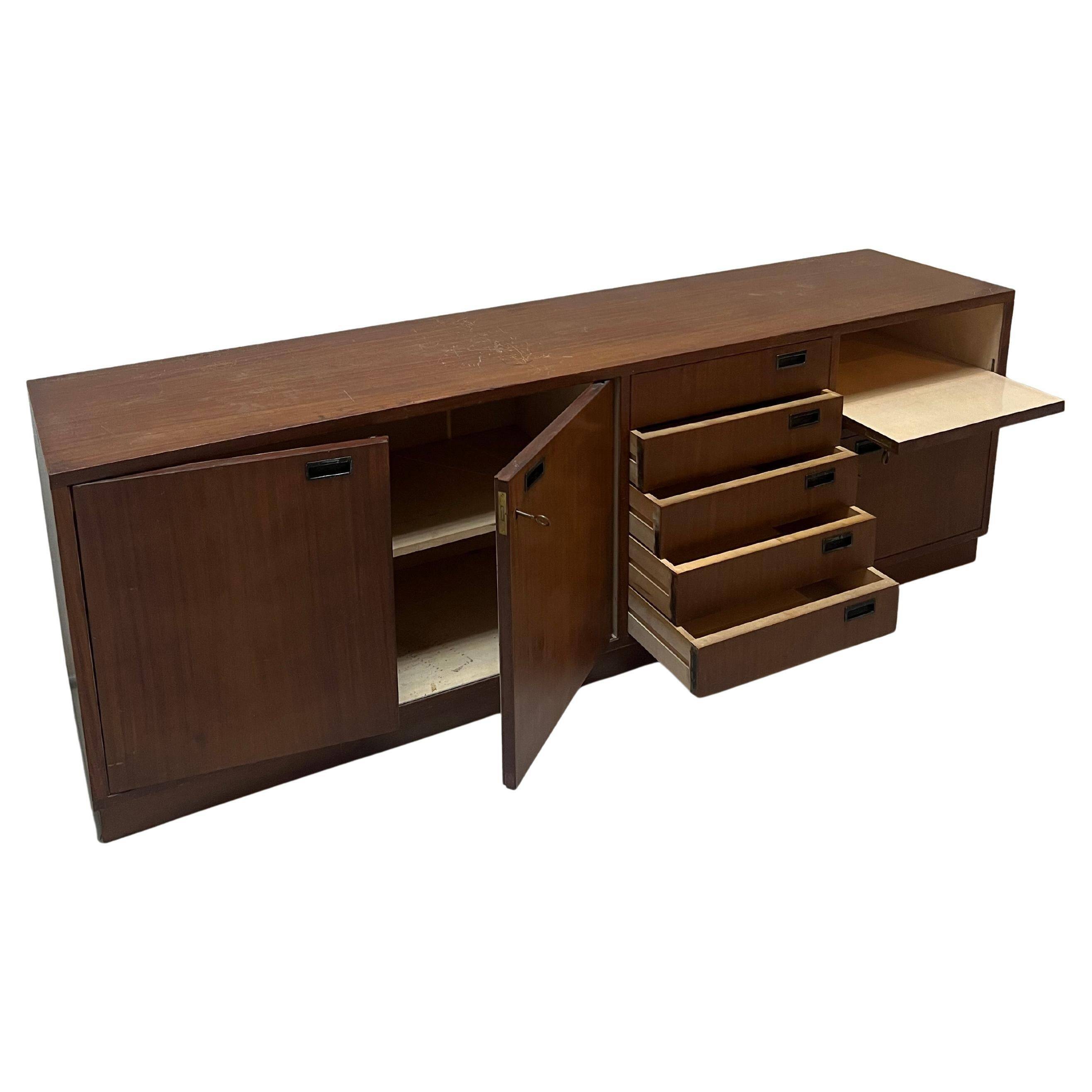 Vintage Italian Sideboard, Mid-Century Modern Wood Cabinet with Lockers 1960's