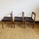 Set of 3 vintage Scandinavian chairs - teak and brown leatherette