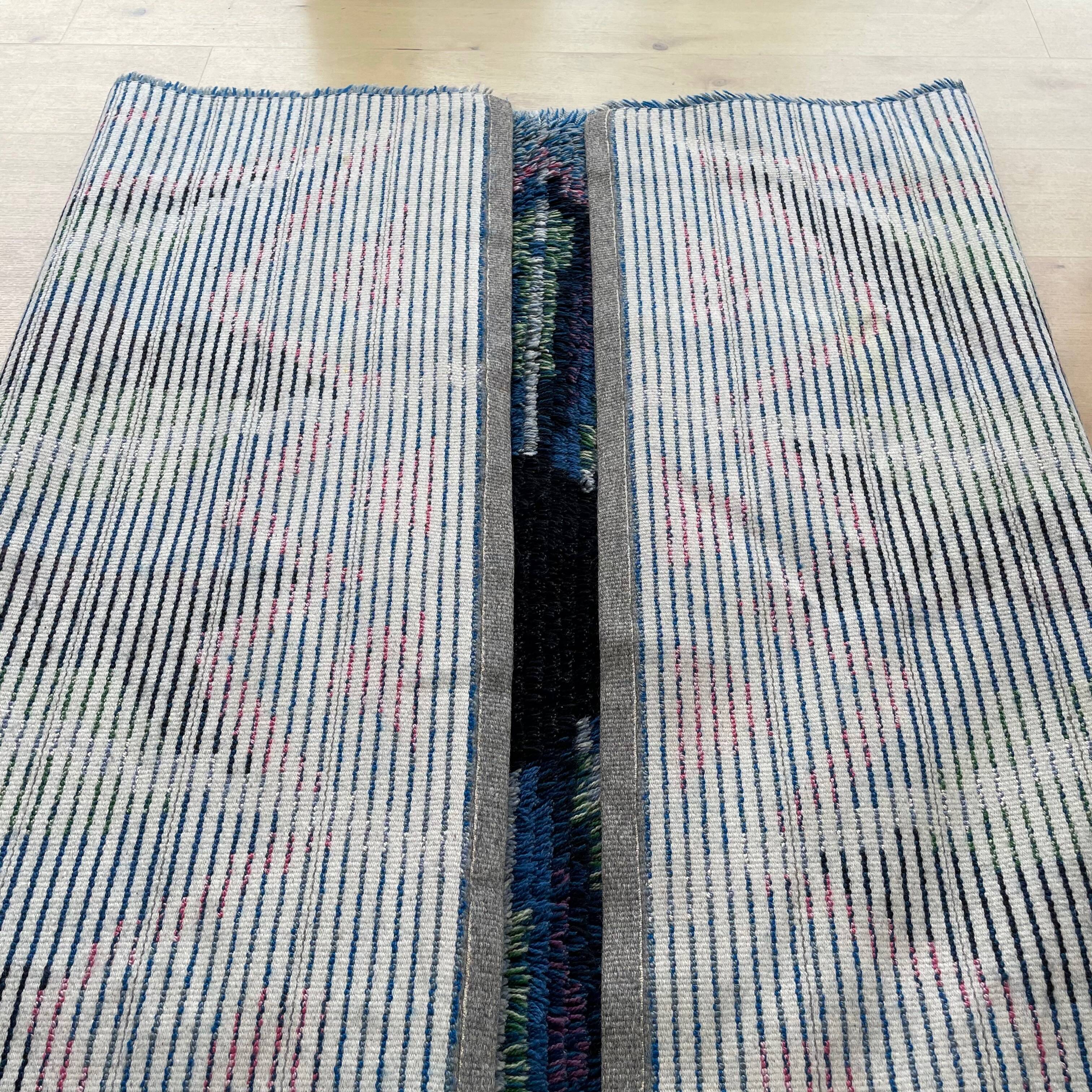 Original ABSTRACT Scandinavian High Pile Pop Art Rya Rug Carpet, Sweden, 1960s 146x201cm