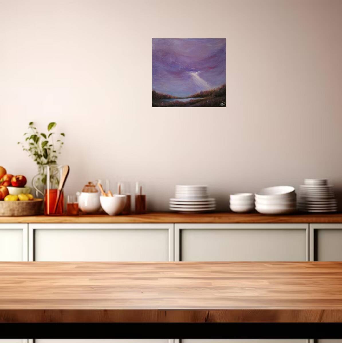 Semi-abstract table inspired by naturalism, signed with its certificate.