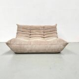 Two-seater canapé in beige corduroy attributed to Michel Ducaroy for Ligne Roset, 1970s.