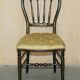 Regency Antique 1815 Occasional Chair in Ebonised Wood, Mother of Pearl, Silk and Chesterfield Upholstered Seat
