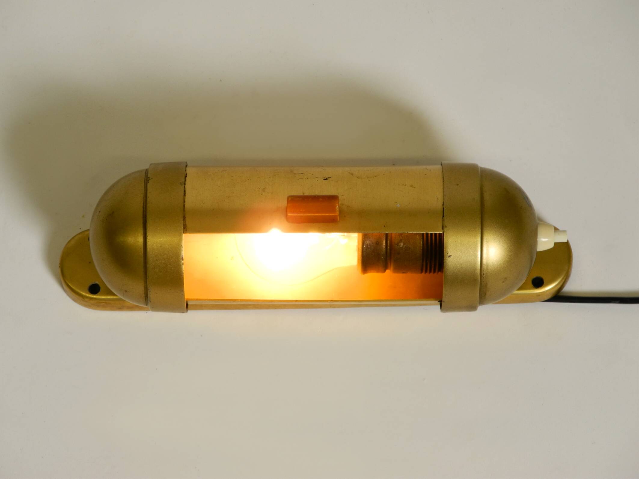 Original 1930s cabin submarine wall lamp in streamlined design