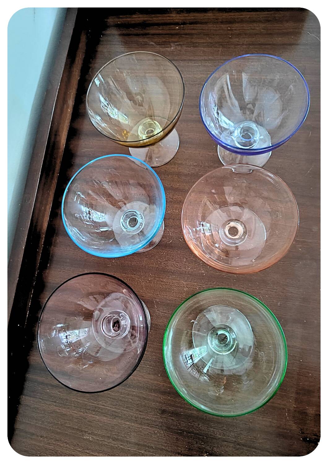 Coupes en verre coloré - lot de 6