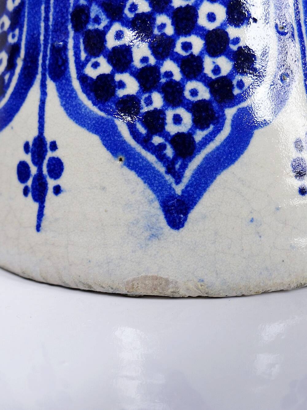 Large Moroccan vase/jar Fez handmade ceramic Khabia 19th-20th century cobalt