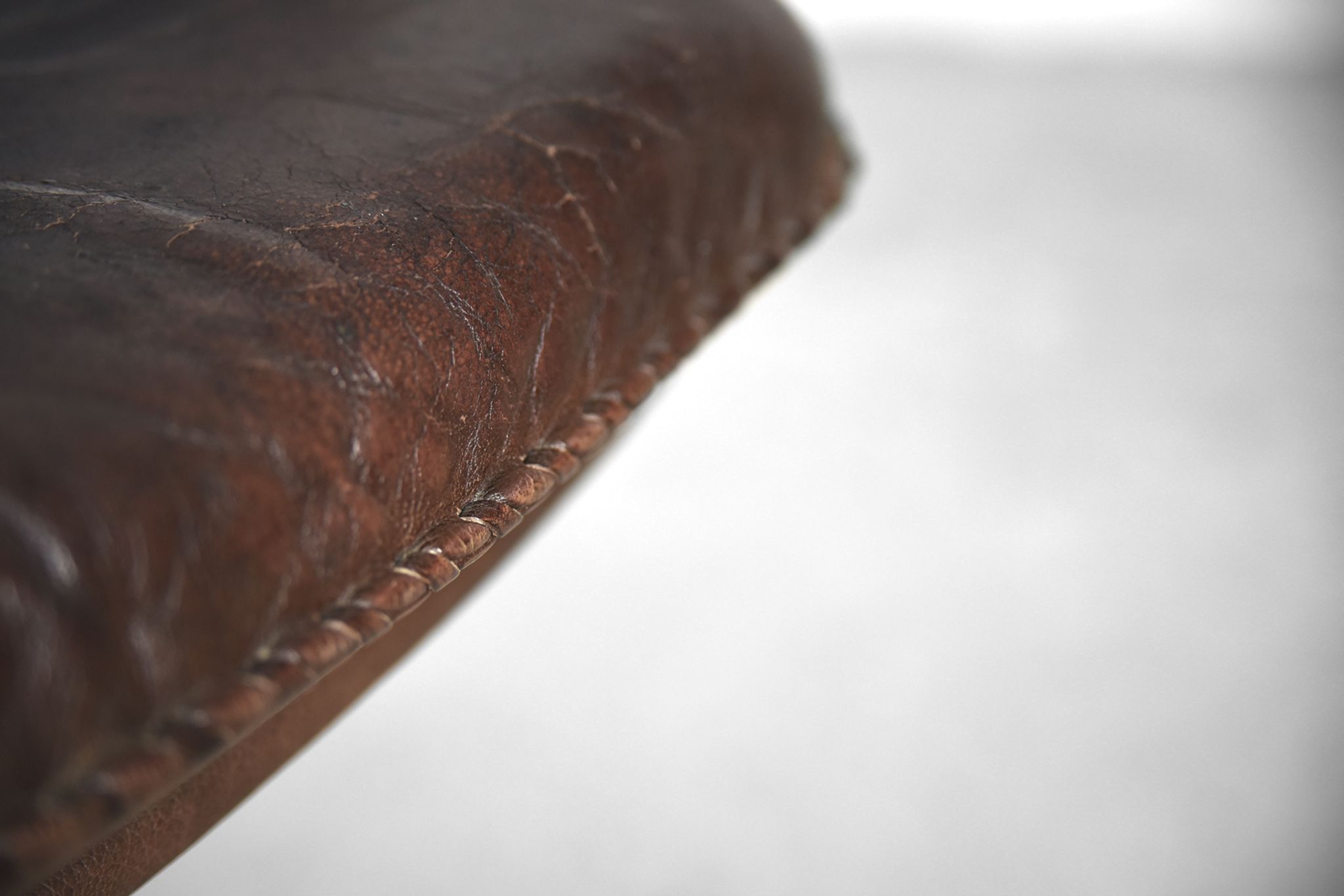 Danish patinated leather adjustable easy chair and ottoman by Berg Furniture, 1970s