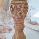 Carved solid wood vase