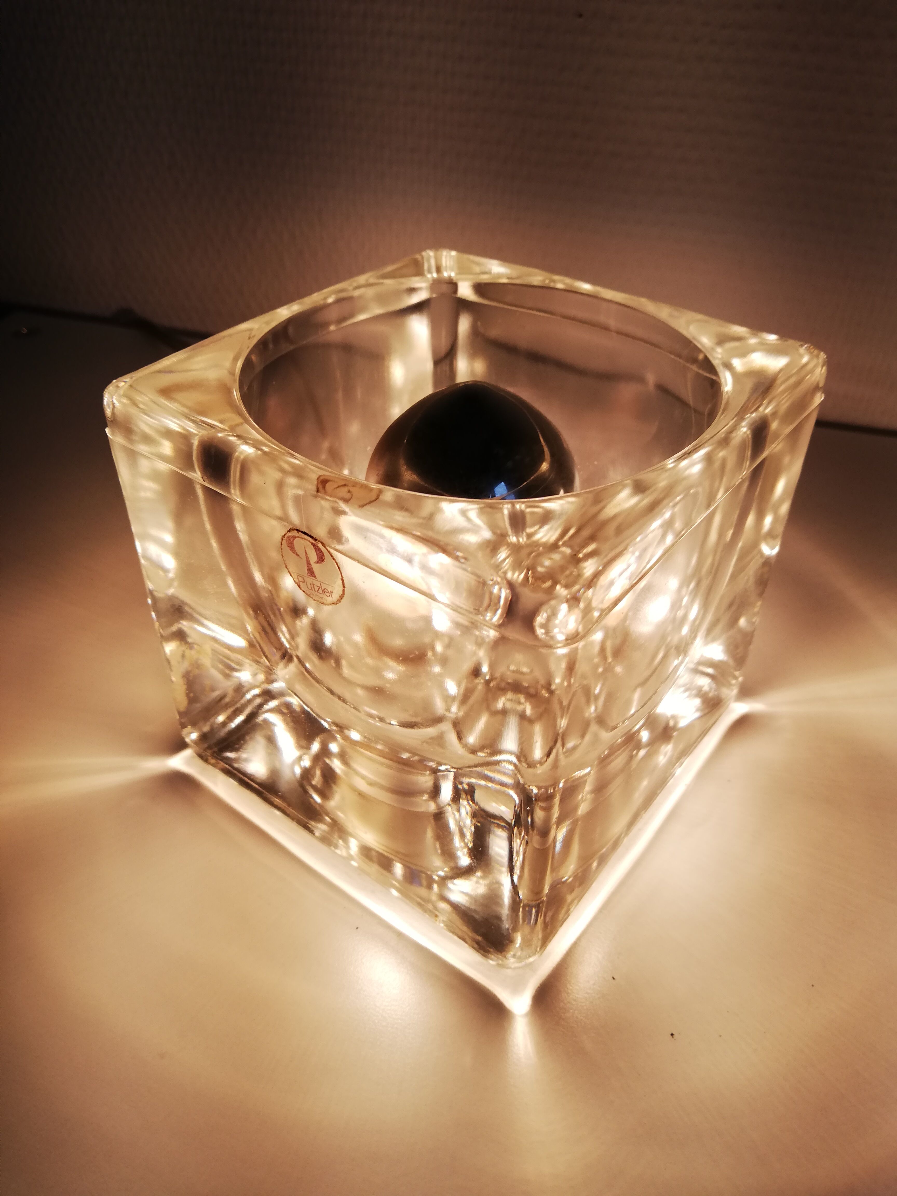 Peill glass cube table lamp - Putzler Germany