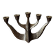 Vintage bronze candlestick chandelier in contemporary Scandinavian design.