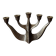 Vintage bronze candlestick chandelier in contemporary Scandinavian design.