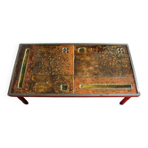 Table basse de robert et jean cloutier en acier et pierre de lave émaillée vintage 1950