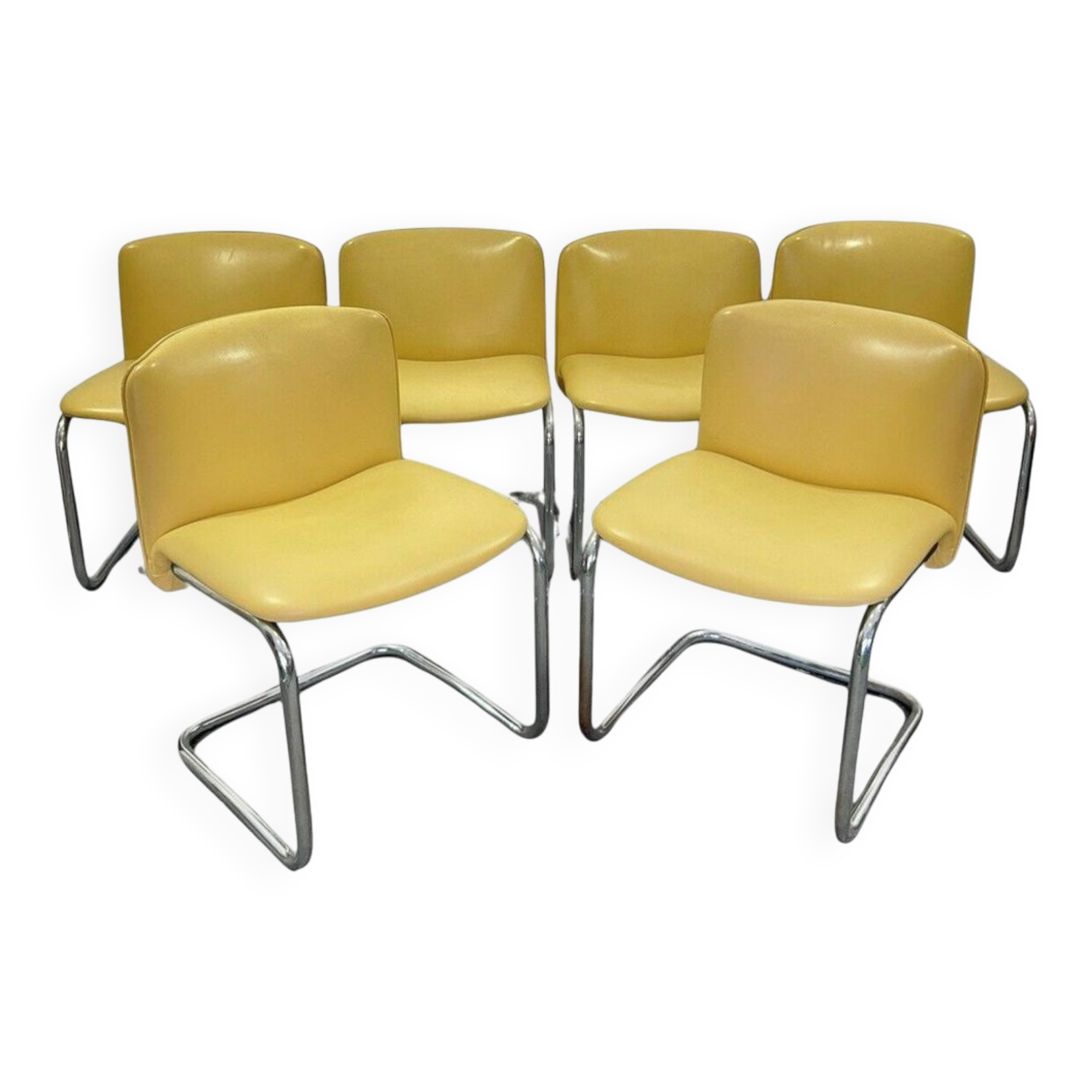 Vintage Chairs in Chrome Plated Steel, 1970s, Set of 6
