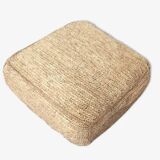 Square floor cushion pouf in natural bohemian jute raffia