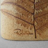 Ceramic vase decorated herbarium by Raymonde Leduc, Vallauris