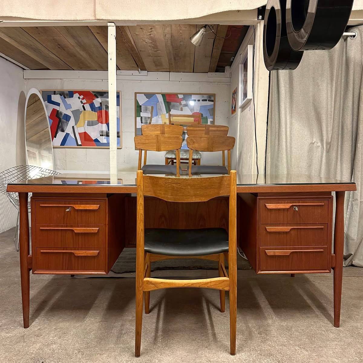 Danish double-sided desk in teak, 1960.