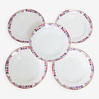 Lot de 5 assiettes creuses en porcelaine de limoges Bhl