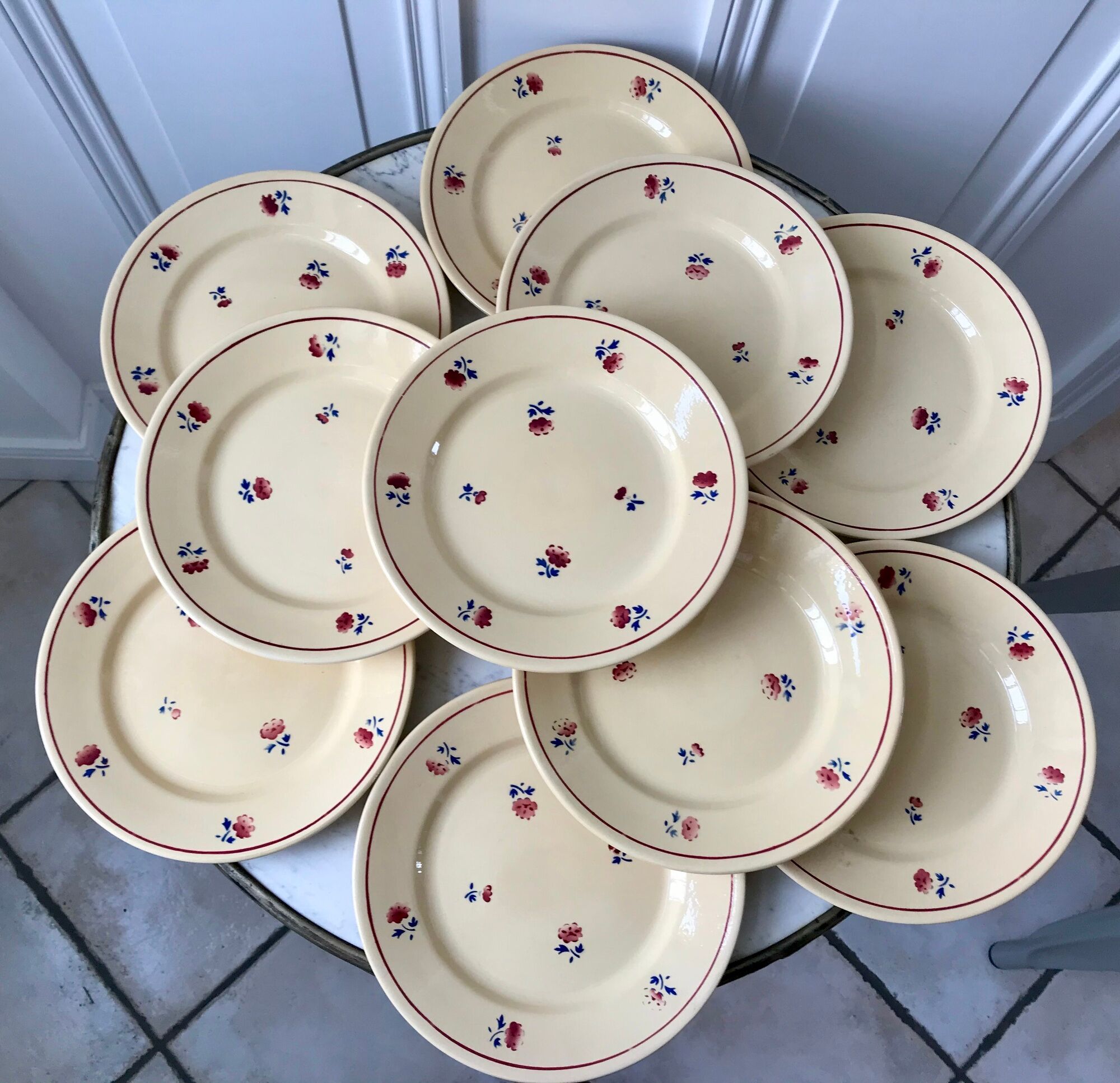 Set of 10 dessert plates fb badonviller 30-40s