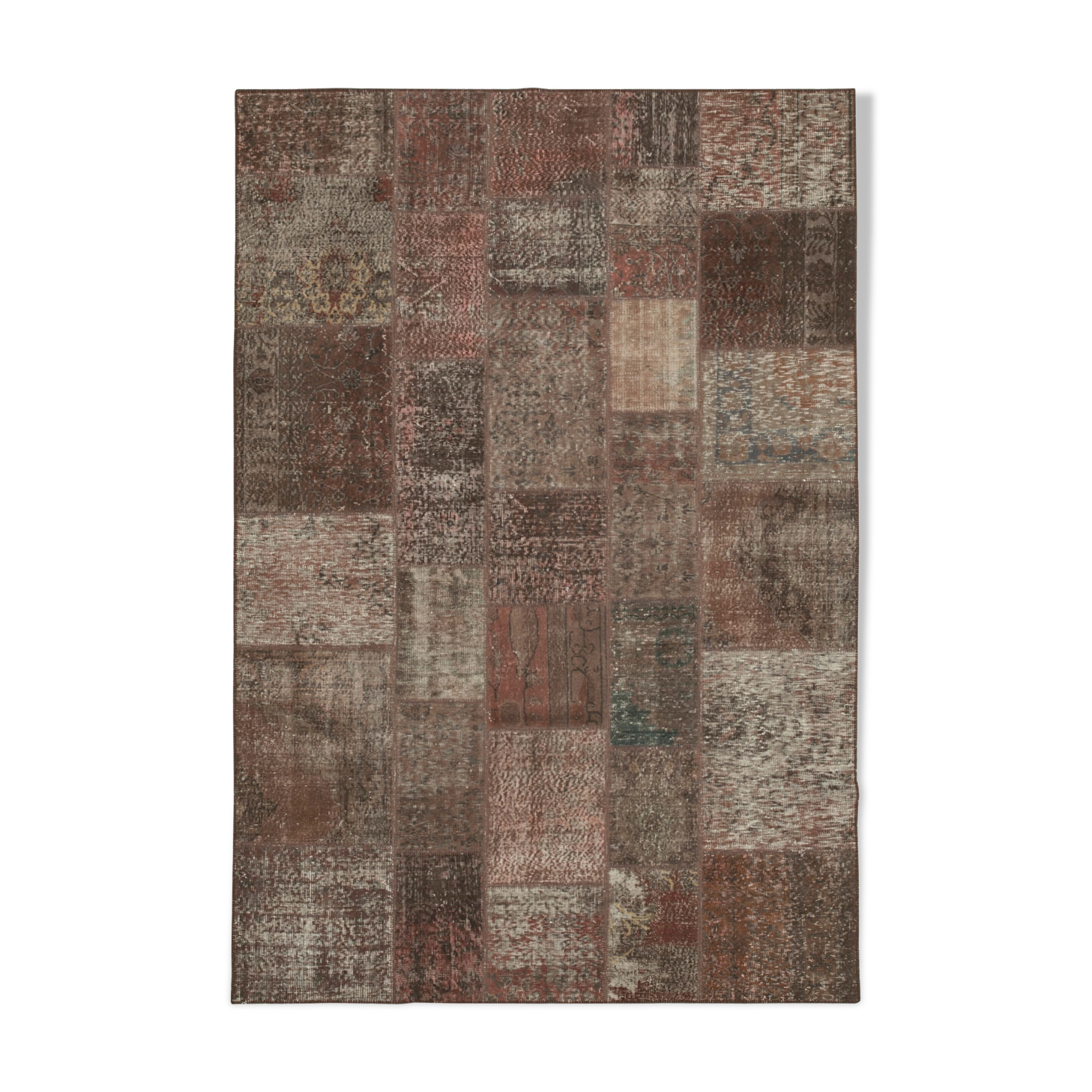 Handwoven turkish 203 cm x 300 cm brown patchwork rug