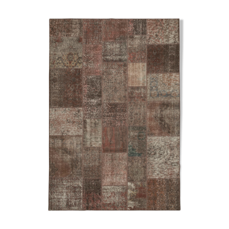 Handwoven turkish 203 cm x 300 cm brown patchwork rug