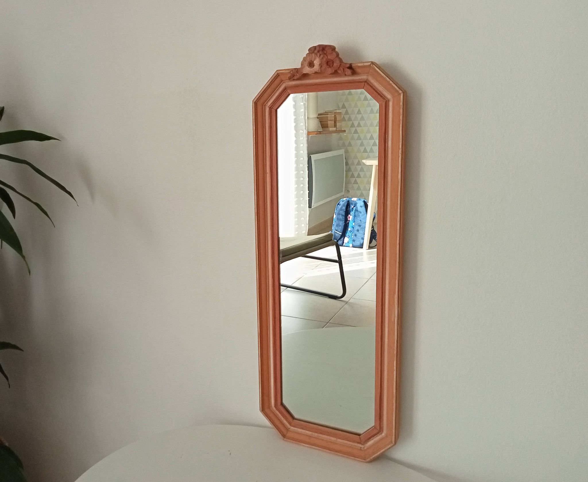 Miroir vintage octogonale avec fronton