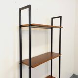 Vintage Italian modular teak and metal bookcase
