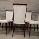 6 white leatherette and mahogany art deco style chairs, 1950