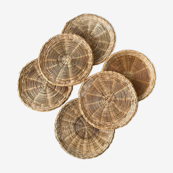 Set of 6 country rattan plate bottoms