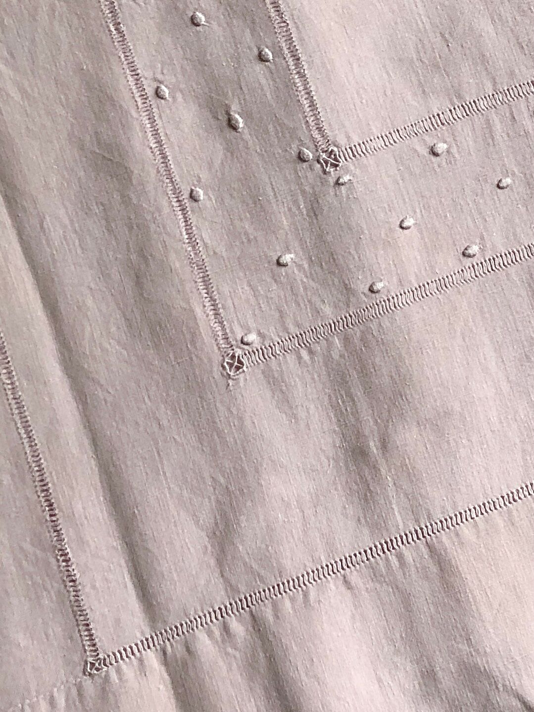 Antique linen and cotton towel dyed in soft pink