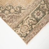 3x13 Beige & Brown Geometric Vintage Runner Rug, Long Runner Rug,
