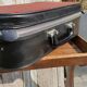 Vintage suitcase in red and skai Scottish fabric