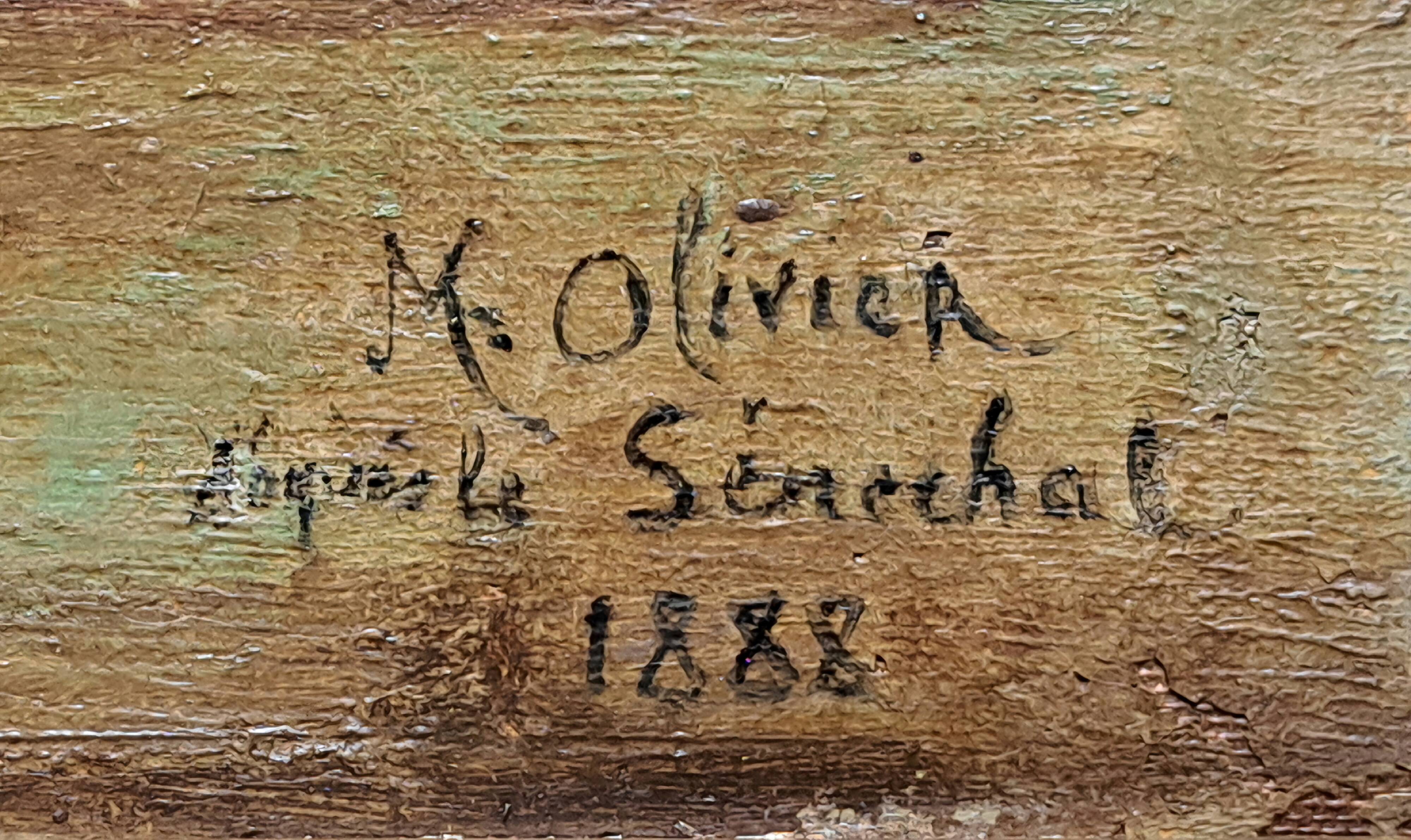 Impressionist painting signed, Oil on canvas, Marine French school 1888