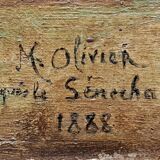 Impressionist painting signed, Oil on canvas, Marine French school 1888