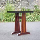 Vintage formica bistro table, wooden base side table